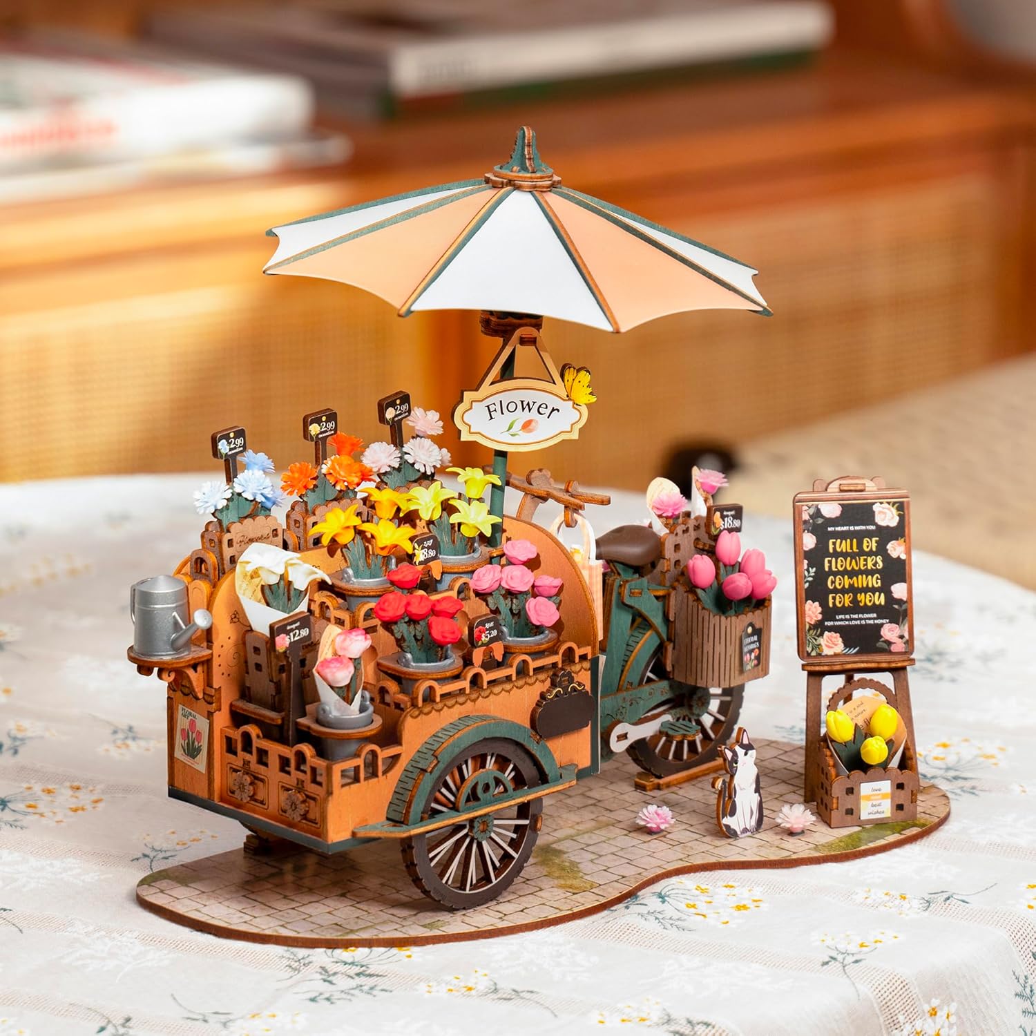 Robotime Blossom Cart - 3D Wooden Puzzle Flower Cart Model