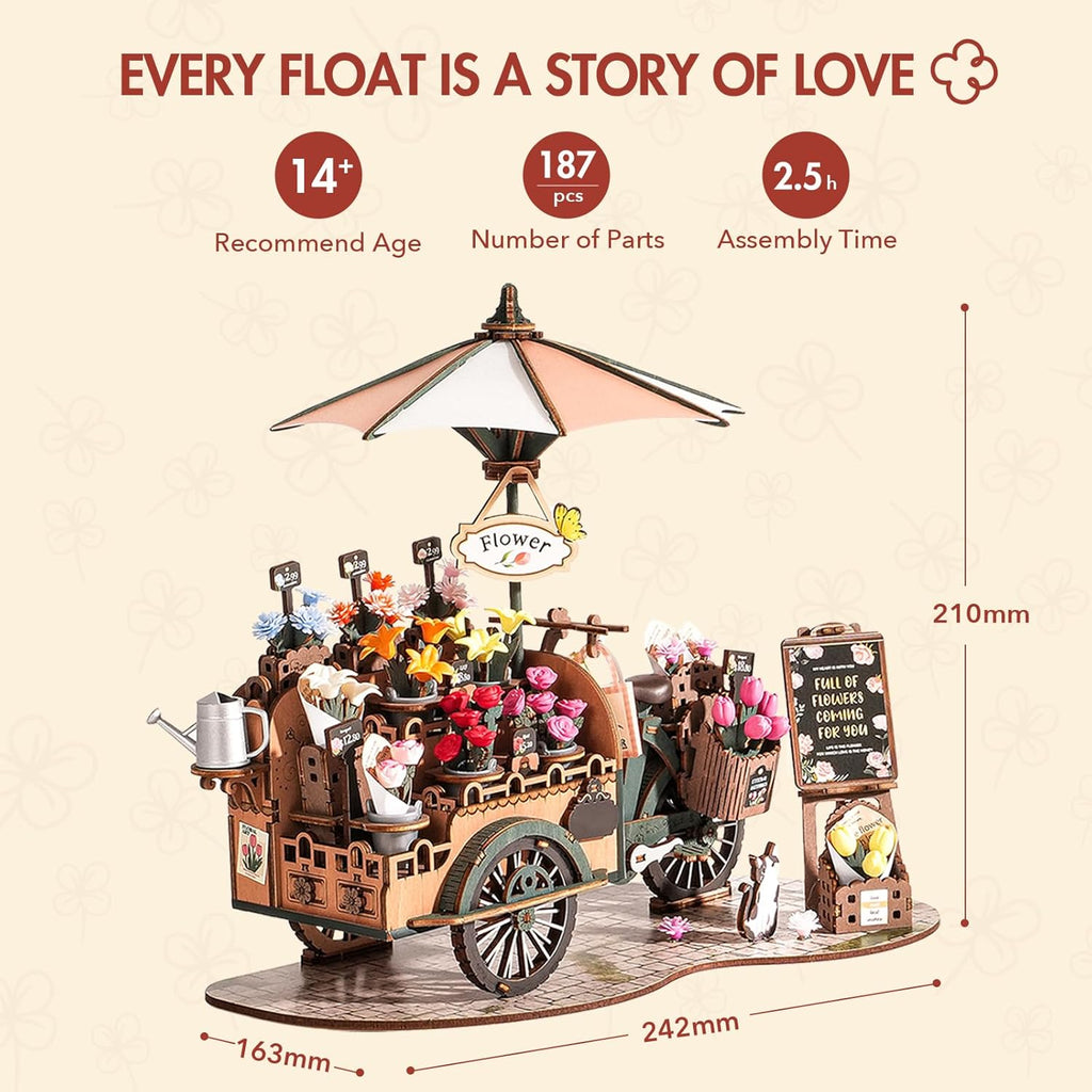 Robotime Blossom Cart - 3D Wooden Puzzle Flower Cart Model