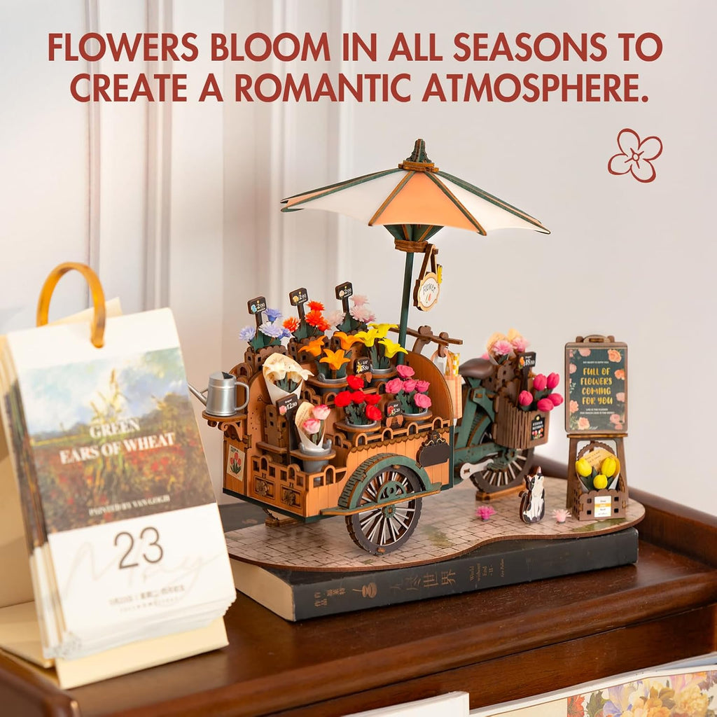 Robotime Blossom Cart - 3D Wooden Puzzle Flower Cart Model