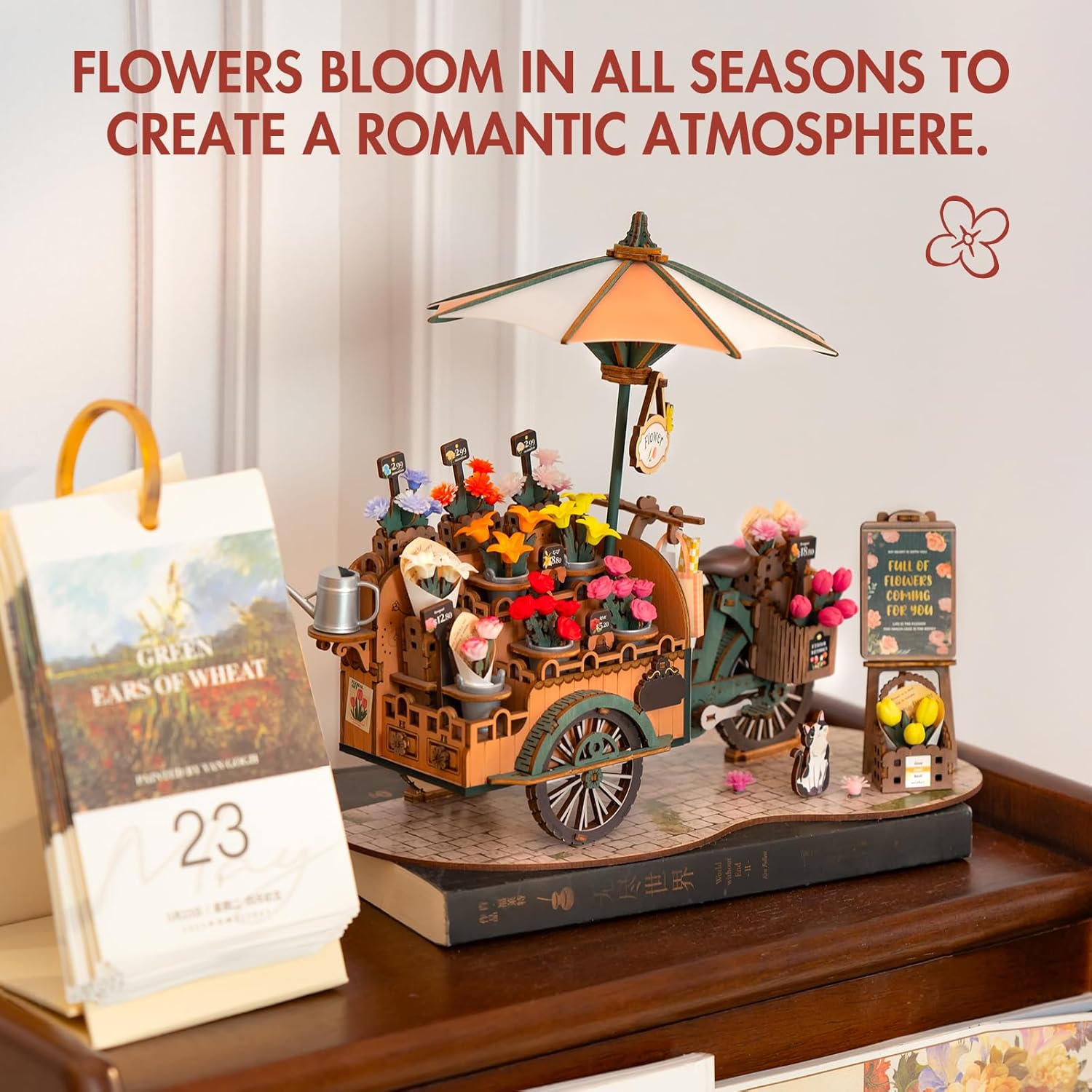 Robotime Blossom Cart - 3D Wooden Puzzle Flower Cart Model
