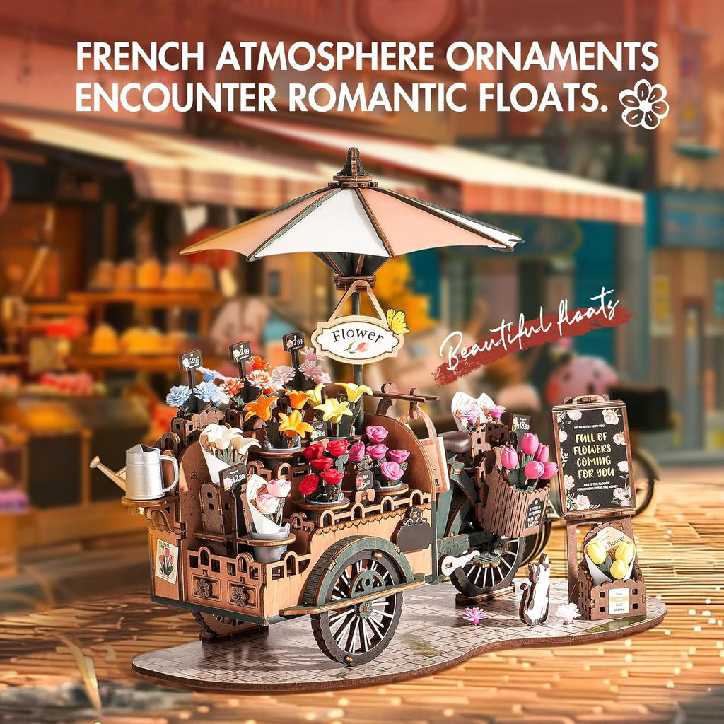 Robotime Blossom Cart - 3D Wooden Puzzle Flower Cart Model