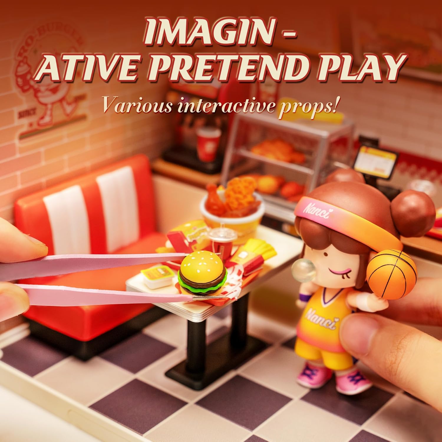 ROBOTIME Yum Burgers Miniature Dollhouse Kit with LED Light