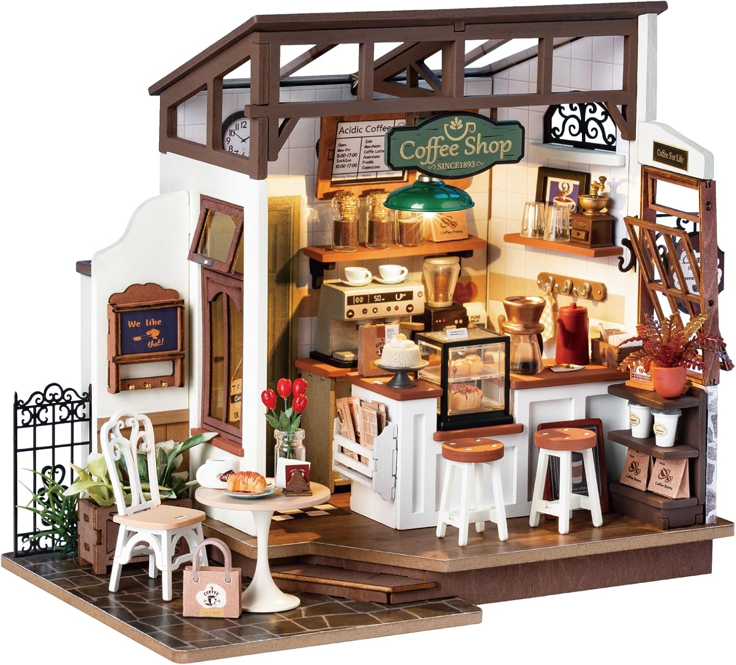 No.17 Café Miniature Dollhouse with LED Lights
