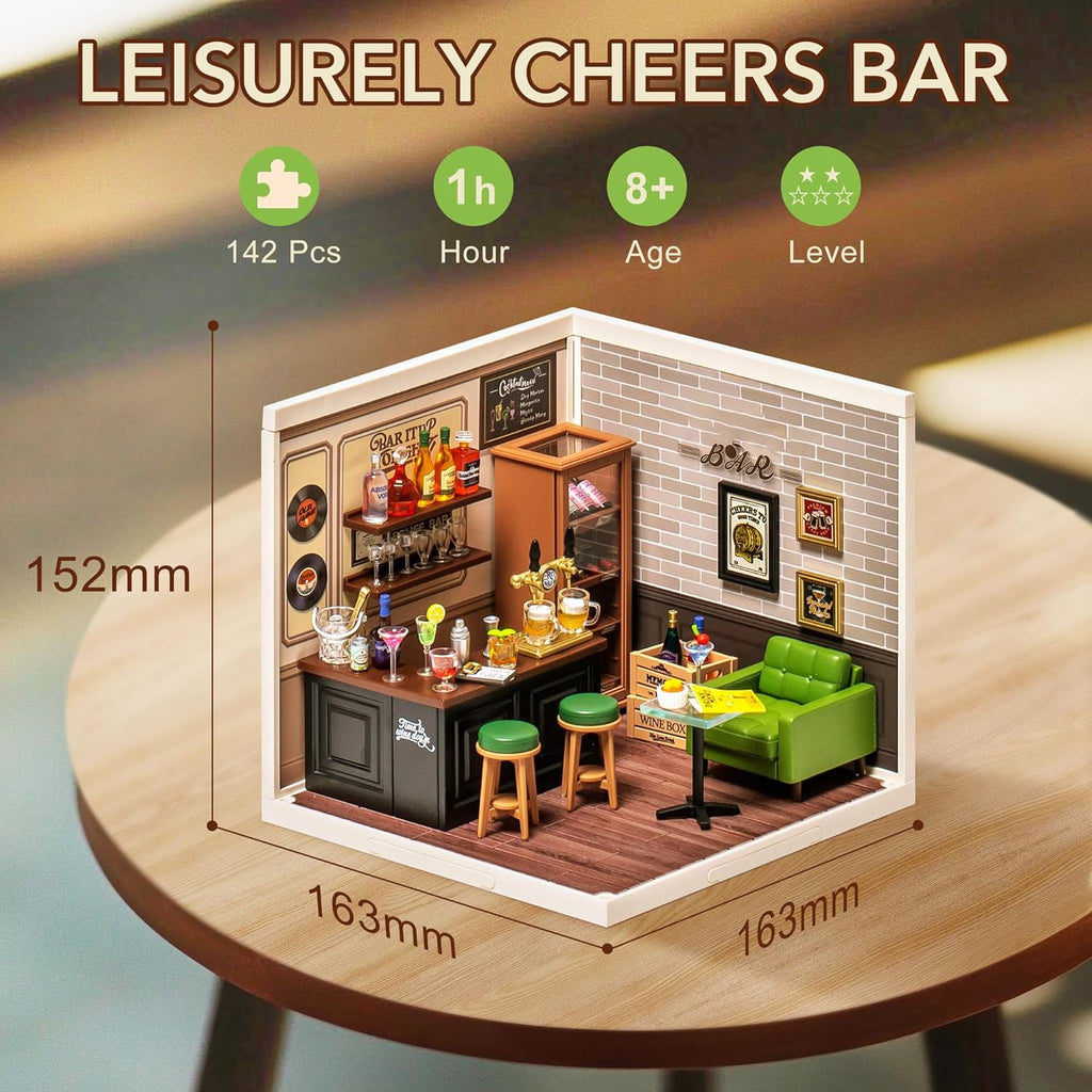 Leisure Bar Miniature Dollhouse with LED Light - 142 Pieces