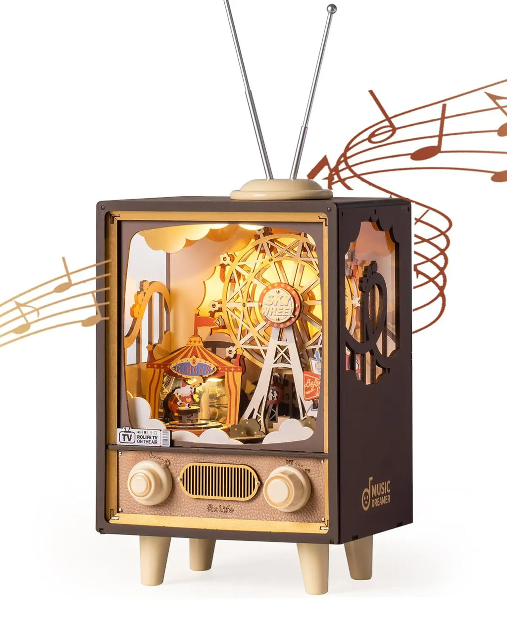 Robotime Sunset Carnival - 3D Wooden Music Box with LED Lights