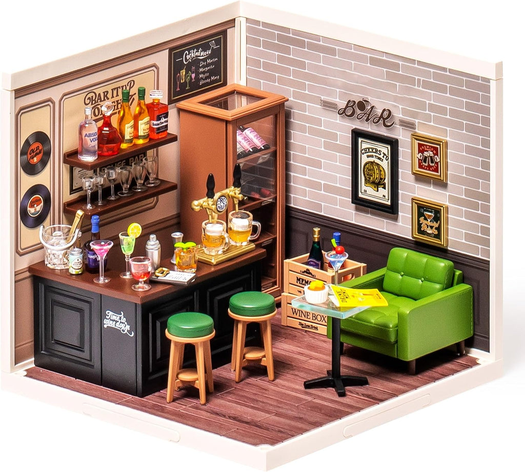 Leisure Bar Miniature Dollhouse with LED Light - 142 Pieces