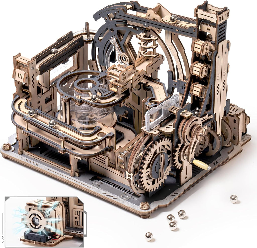 Marble Spaceport 3D Wooden Puzzle with Electric Motor