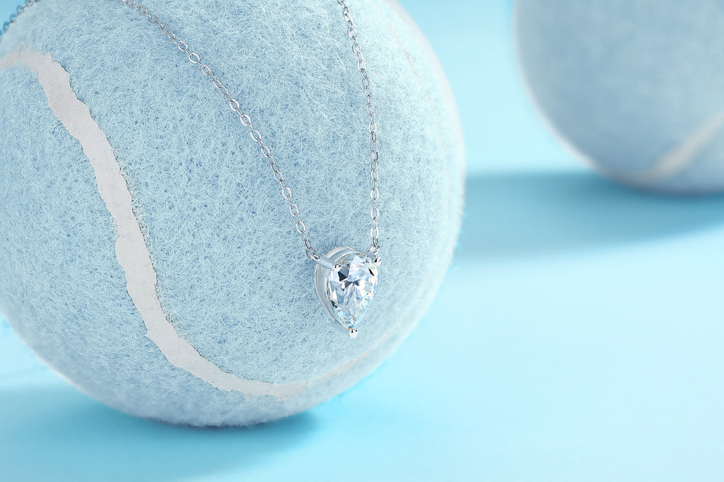 Water Drop Pear-Cut Moissanite Pendant Necklace – S925 Sterling Silver with Platinum Plating