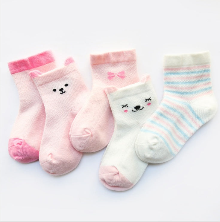 Children's Socks Pack of 5 Colors for Boys and Girls