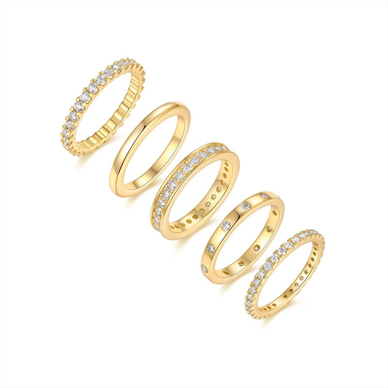 Moissanite Ring Set - 5 Piece Sterling Silver Collection