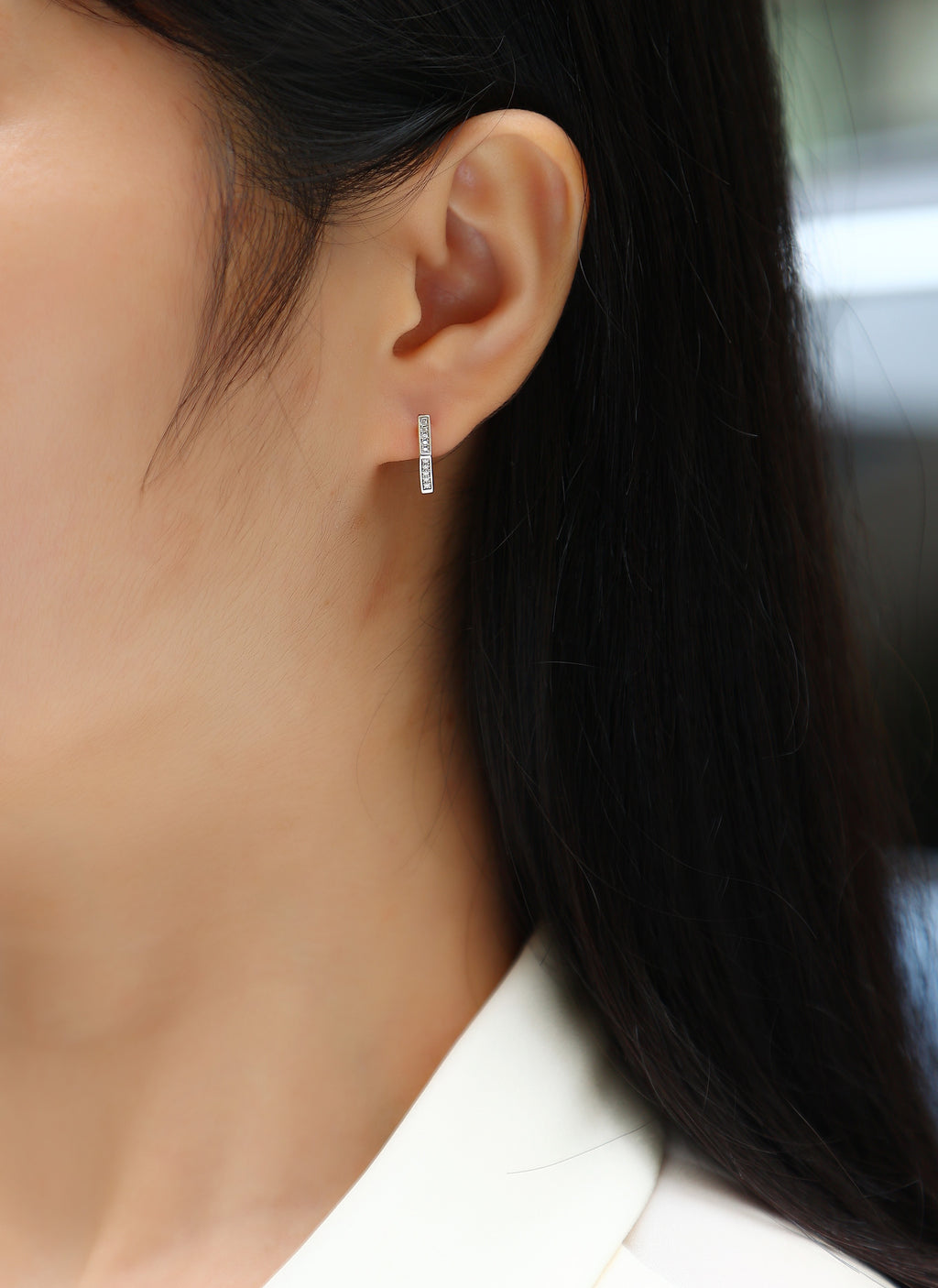 Moissanite Stud Earrings - S925 Sterling Silver Platinum-Plated (Pair)