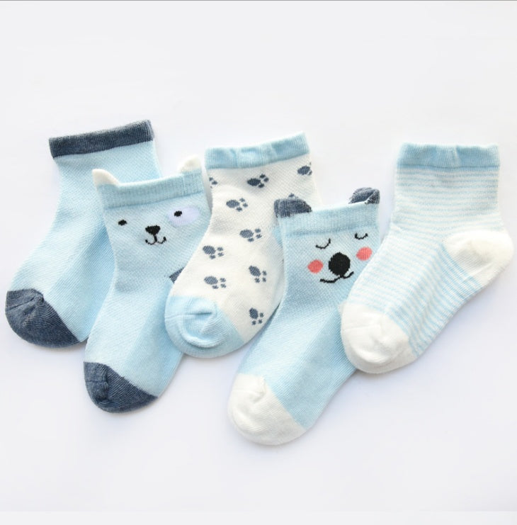 Children's Socks Pack of 5 Colors for Boys and Girls