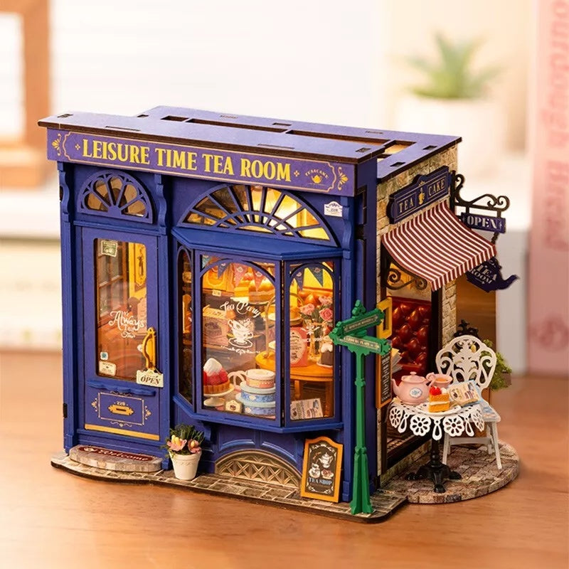 Leisure Time Tea Room Miniature Dollhouse with LED Lights