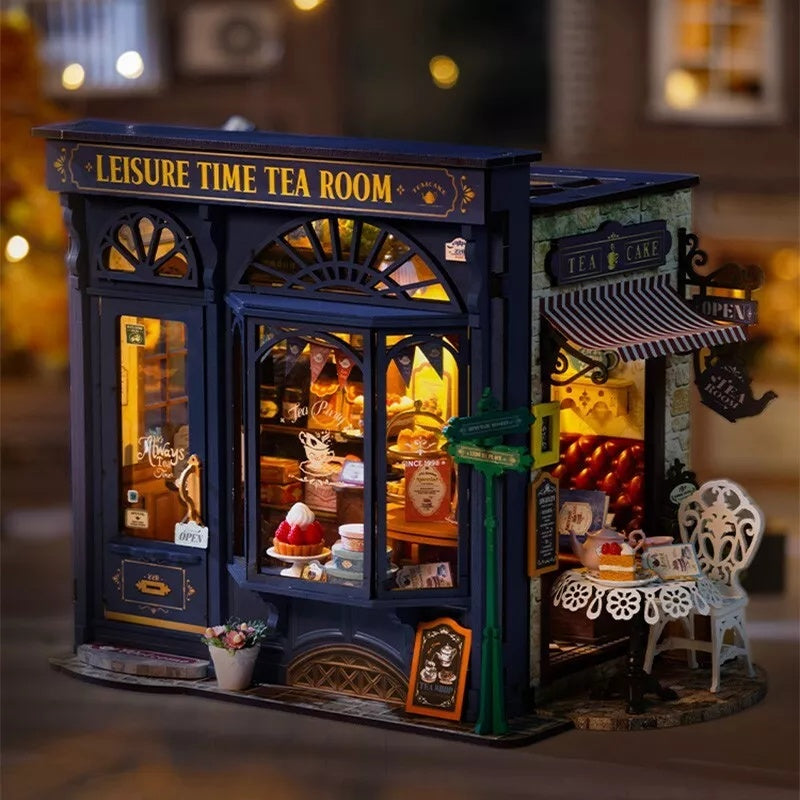 Leisure Time Tea Room Miniature Dollhouse with LED Lights