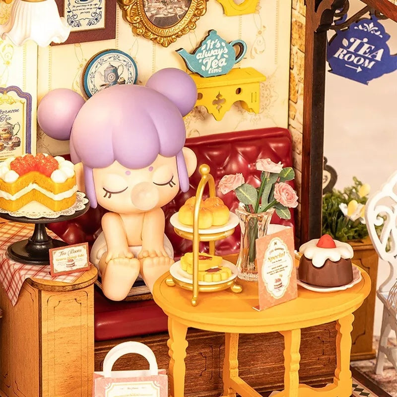 Leisure Time Tea Room Miniature Dollhouse with LED Lights