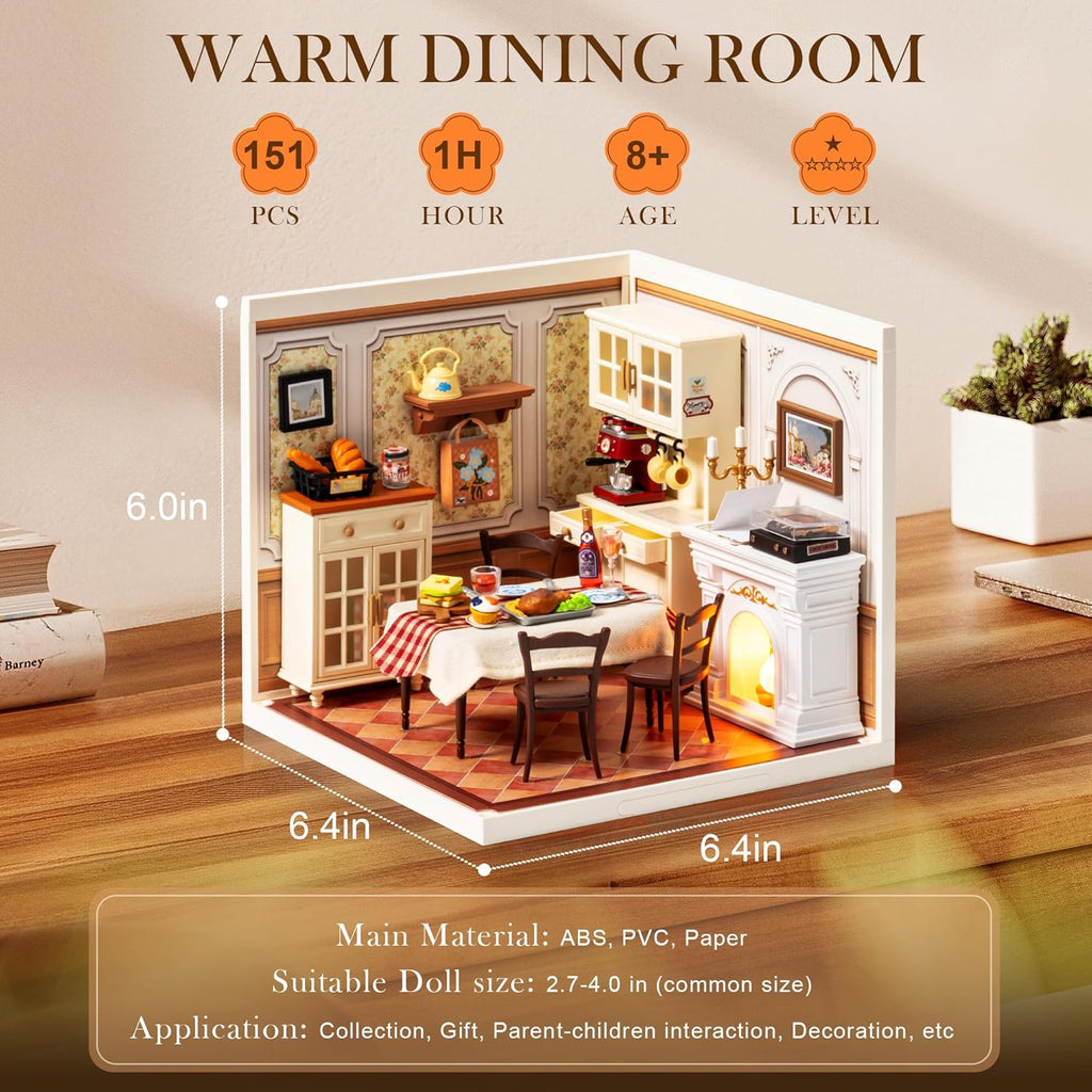 Robotime Warm Dining Room Miniature Kit - DIY Dollhouse