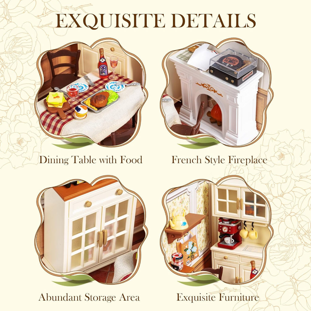 Robotime Warm Dining Room Miniature Kit - DIY Dollhouse