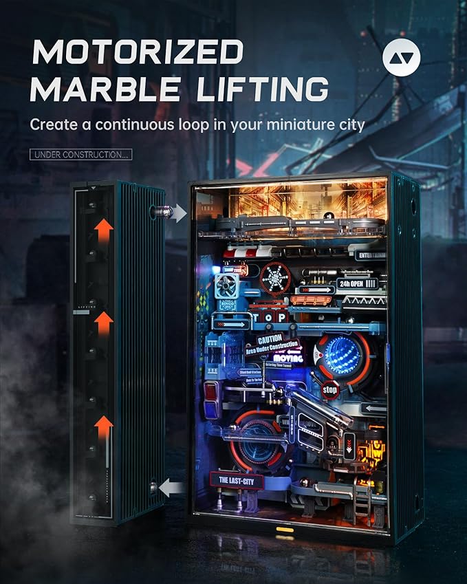 Robotime Last City Marble Run 3D Puzzle with LED Lights - Glow in the Dark Model Kit