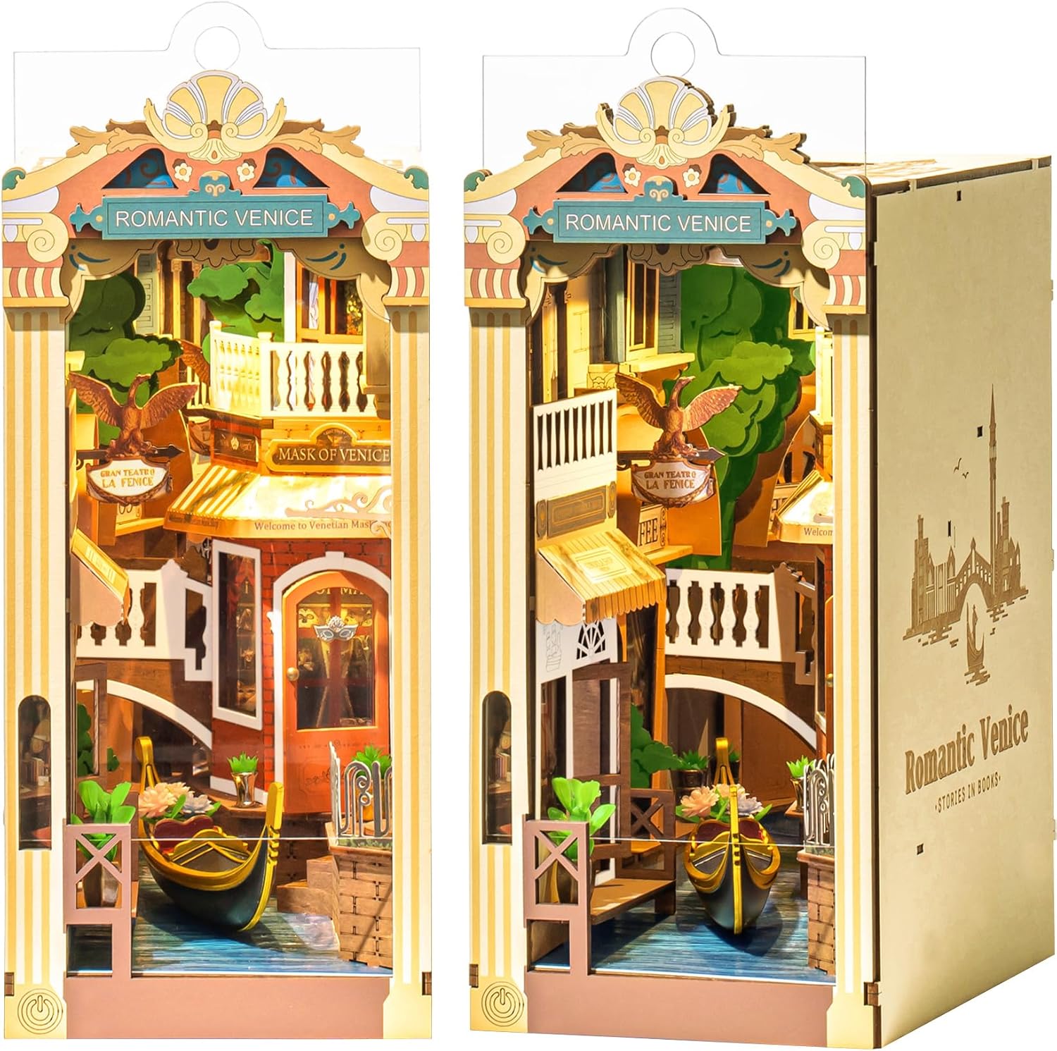 Robotime Venice Book Nook Kit - DIY Miniature Bookshelf Insert