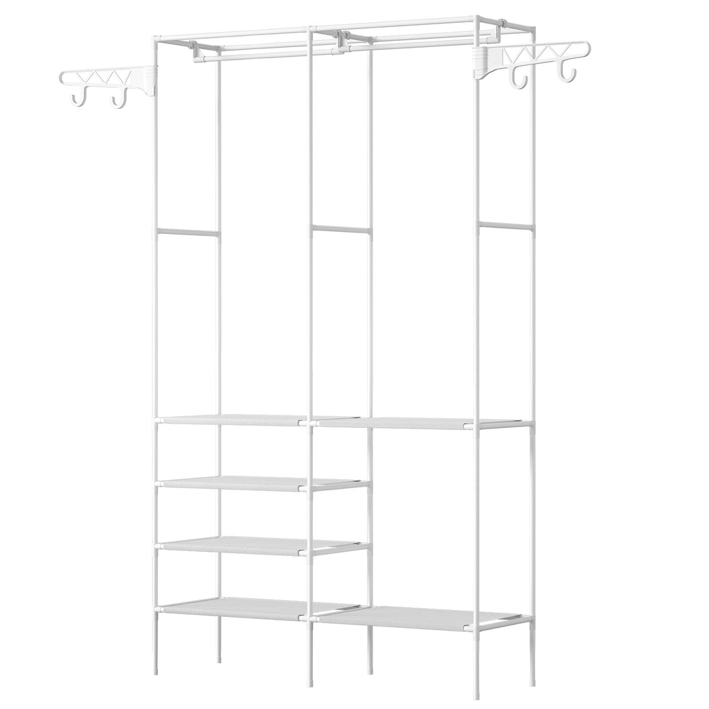 Metal Garment Rack with Shoe Organizer - 4-Tier Closet Storage with Hanging Rods