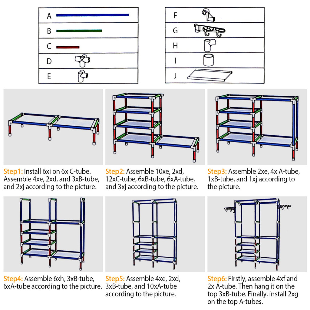 Metal Garment Rack with Shoe Organizer - 4-Tier Closet Storage with Hanging Rods