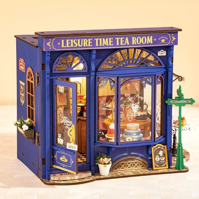 Leisure Time Tea Room Miniature Dollhouse with LED Lights