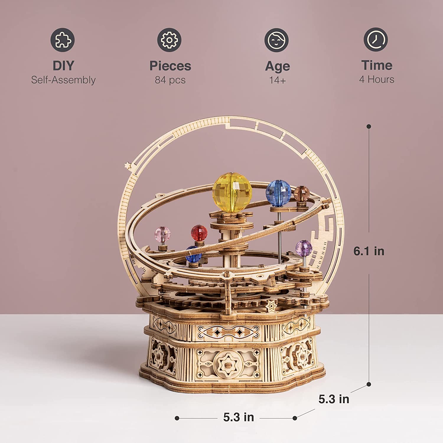 Starry Night Rotating Music Box - 3D Wooden Puzzle