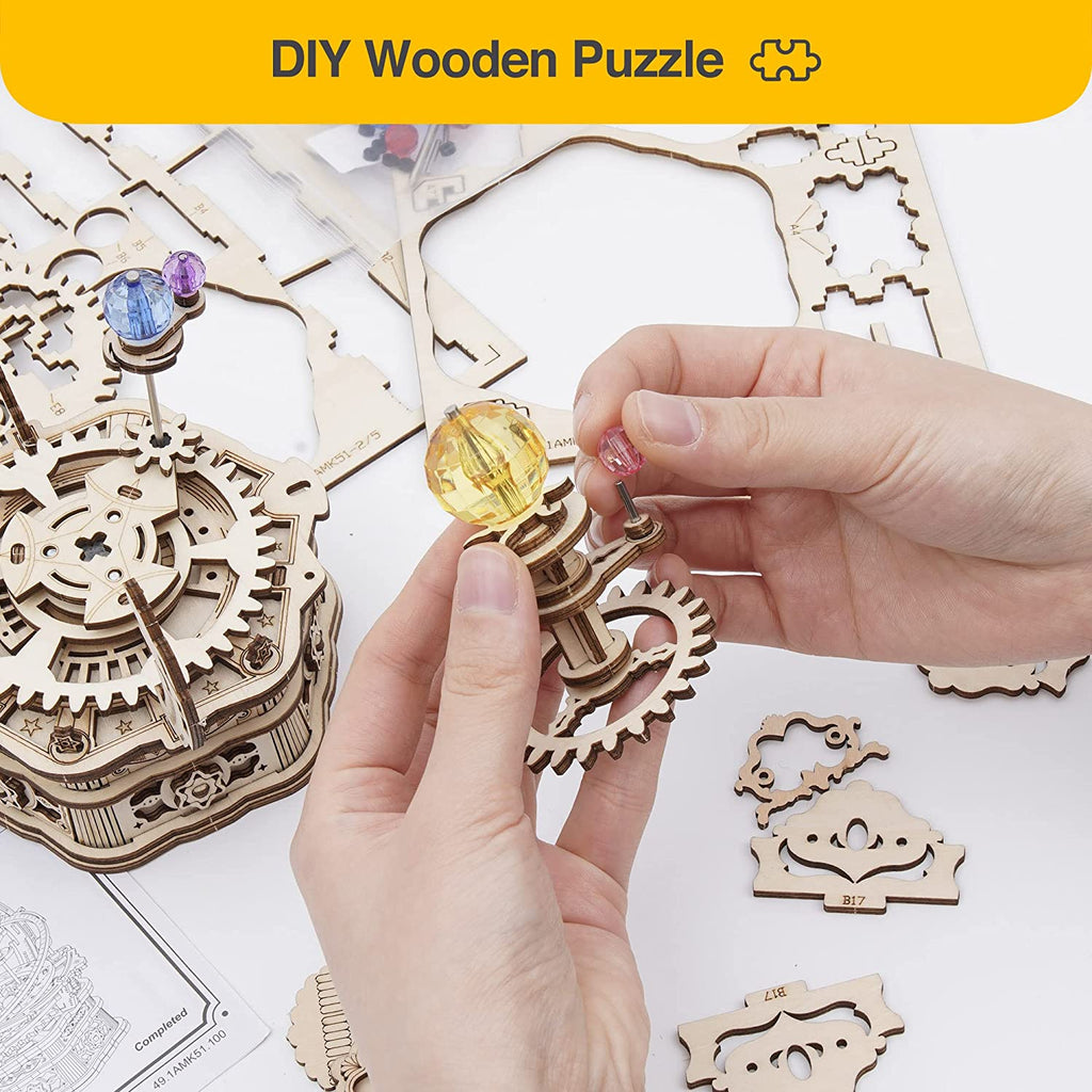 Starry Night Rotating Music Box - 3D Wooden Puzzle