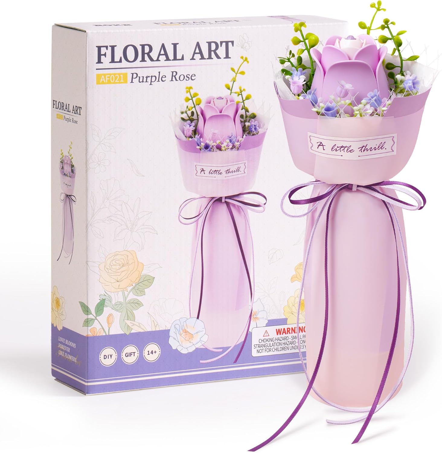 Purple Rose 3D Flower Puzzle - French Style Bouquet