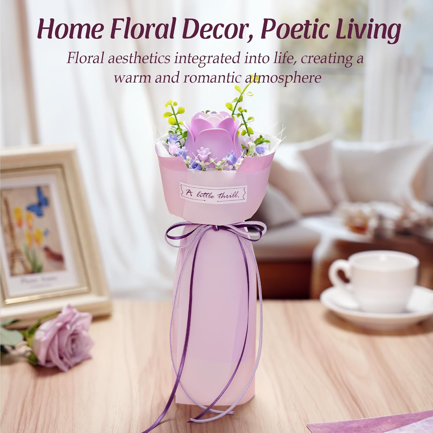 Purple Rose 3D Flower Puzzle - French Style Bouquet