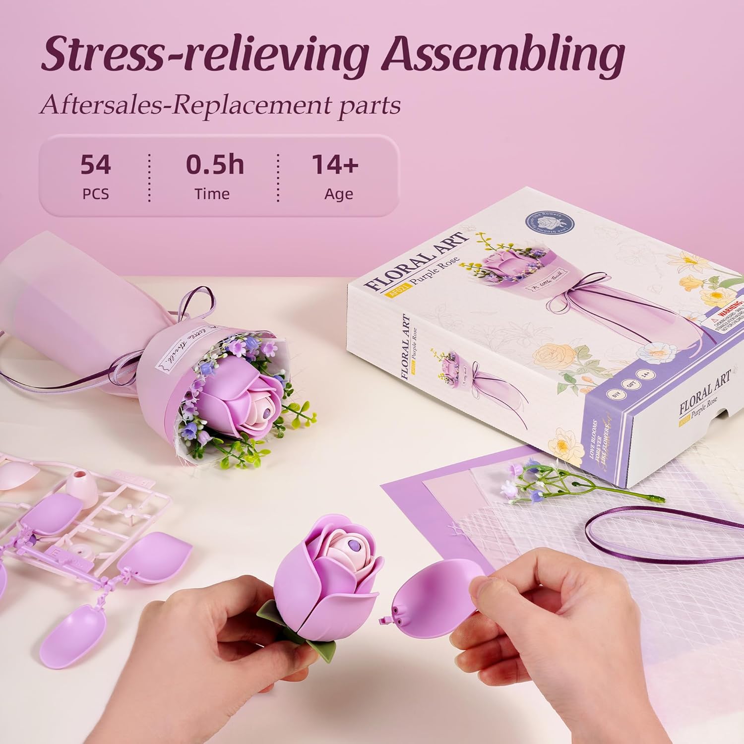 Purple Rose 3D Flower Puzzle - French Style Bouquet