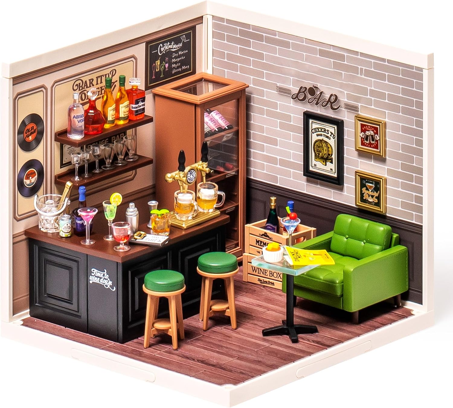 Leisure Bar Miniature Dollhouse with LED Light - 142 Pieces