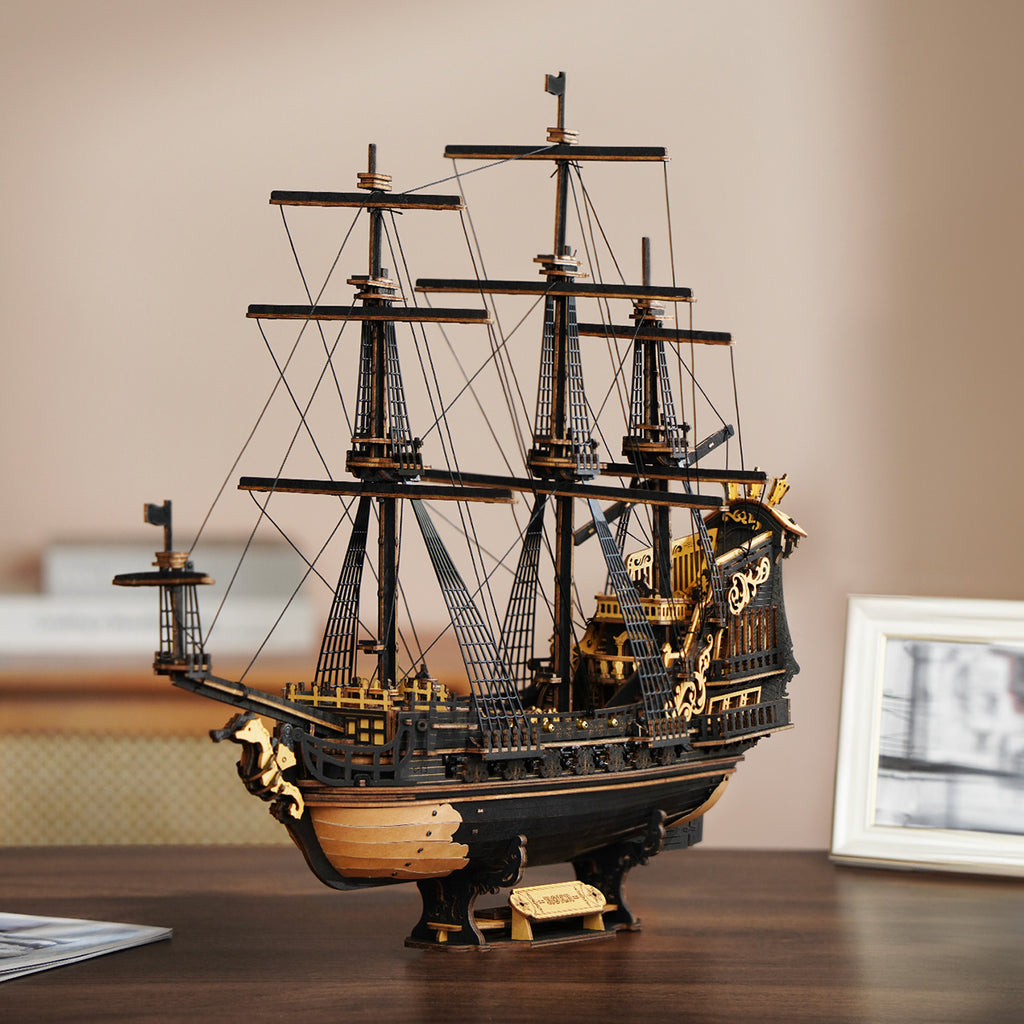 ROKR Seahorse Bark 3D Wooden Ship Model Kit - 15th Century Sailing Ship Puzzle