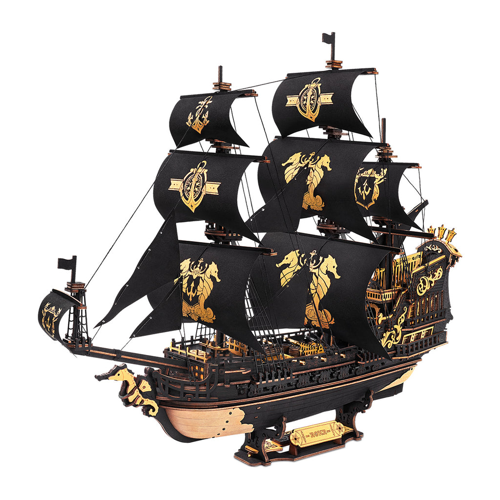 ROKR Seahorse Bark 3D Wooden Ship Model Kit - 15th Century Sailing Ship Puzzle