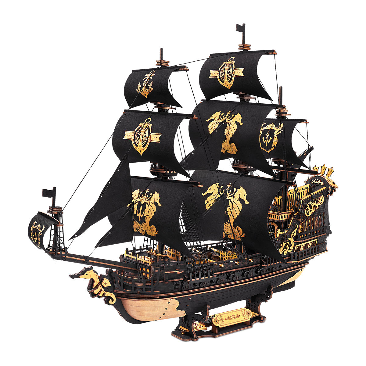 ROKR Seahorse Bark 3D Wooden Ship Model Kit - 15th Century Sailing Ship Puzzle