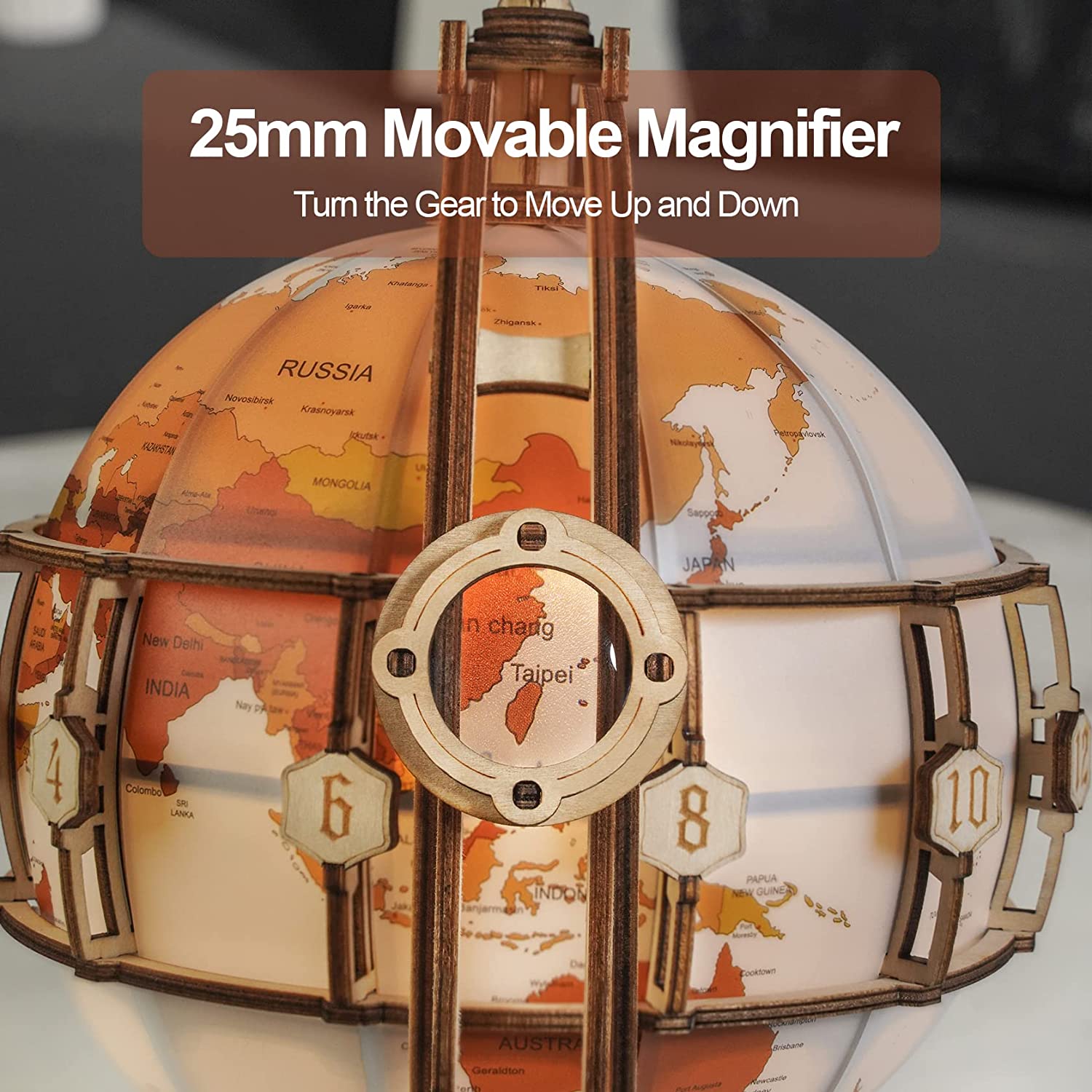 ROKR Luminous Globe - 180-Piece 3D Wooden Puzzle with LED Light