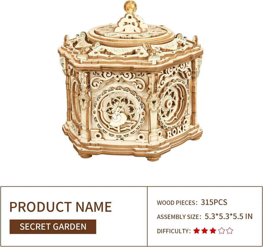 Robotime Secret Garden Music Box - 3D Wooden Puzzle Kit