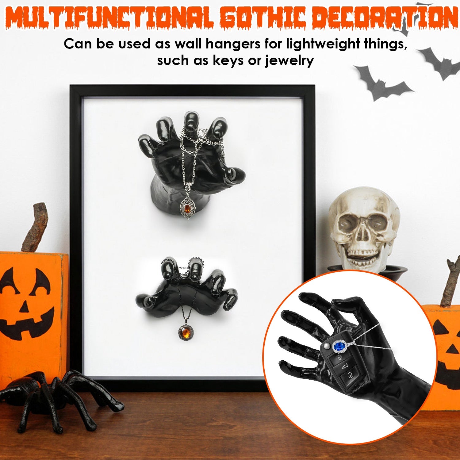 Creepy Reaching Hands Wall Decor with LED Candles - 3 Piece Halloween Set