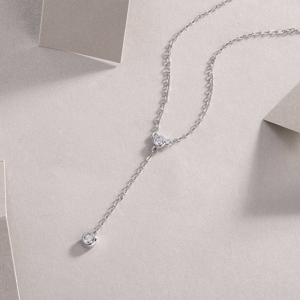Moissanite Tassel Pendant Necklace - S925 Sterling Silver