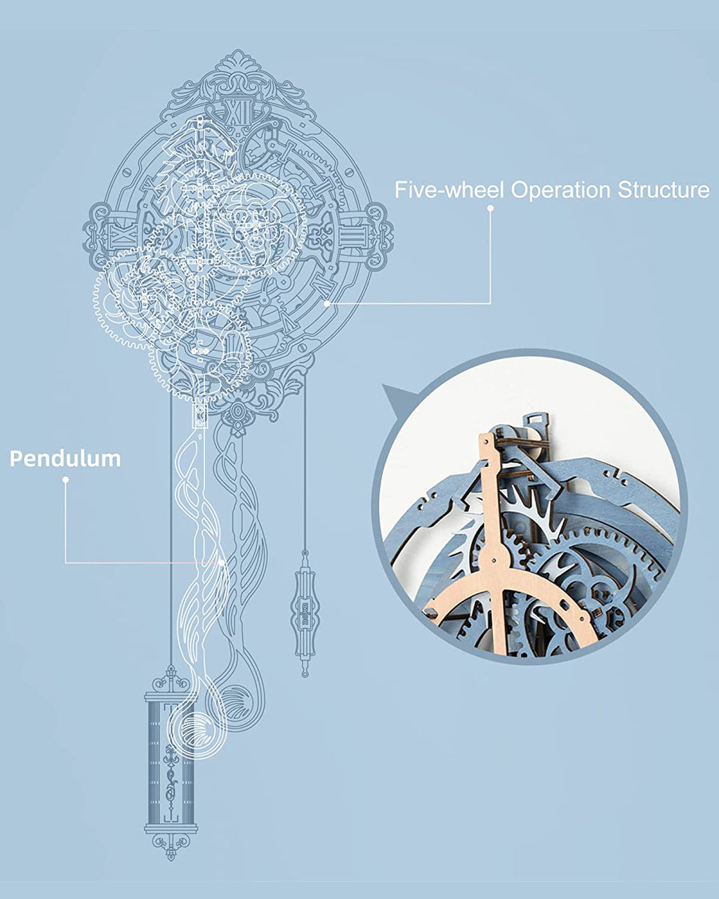 Romantic Notes Wall Clock - 3D Wooden Puzzle