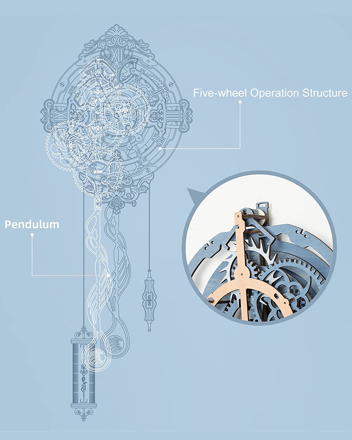 Romantic Notes Wall Clock - 3D Wooden Puzzle
