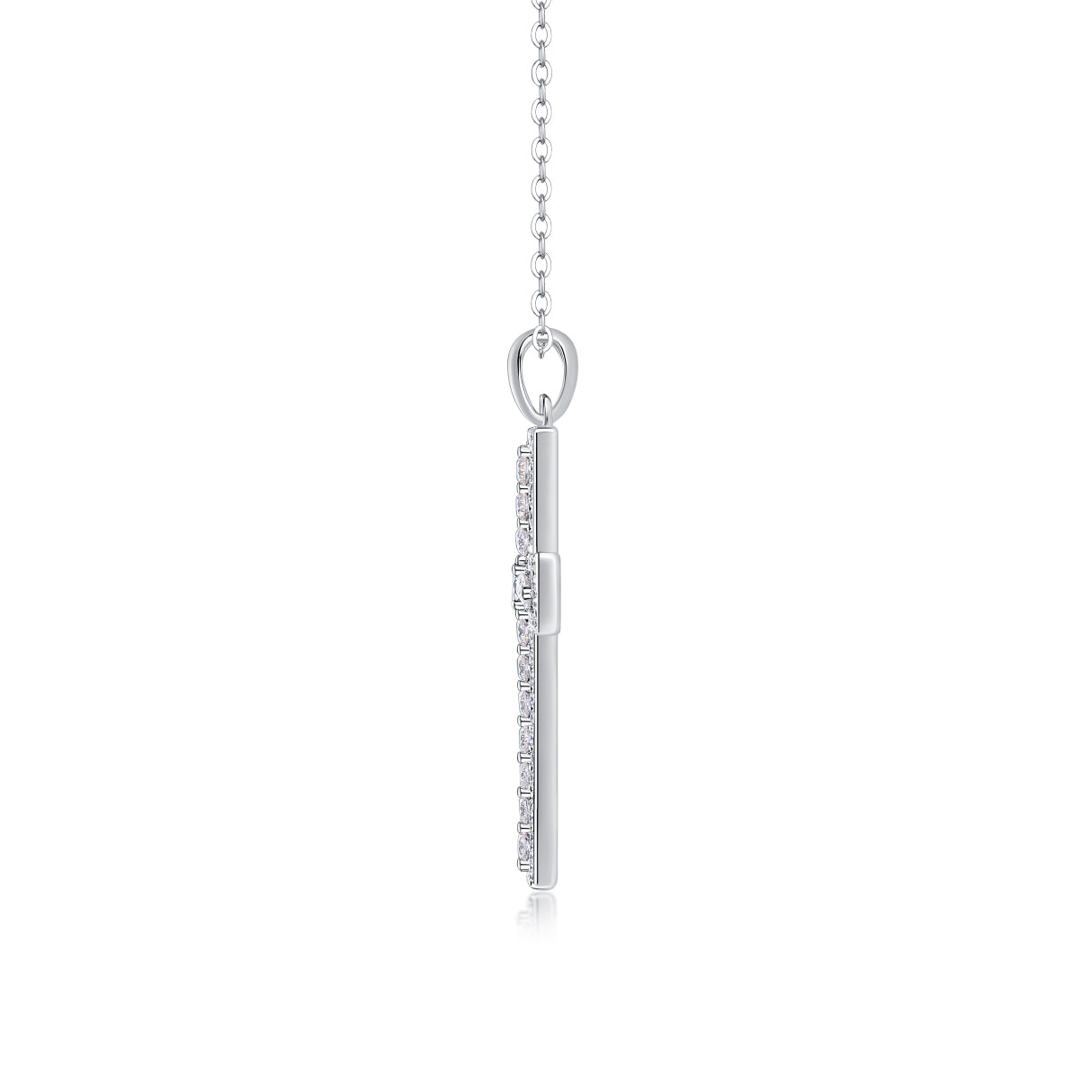 Moissanite Cross Sterling Silver Platinum Necklace