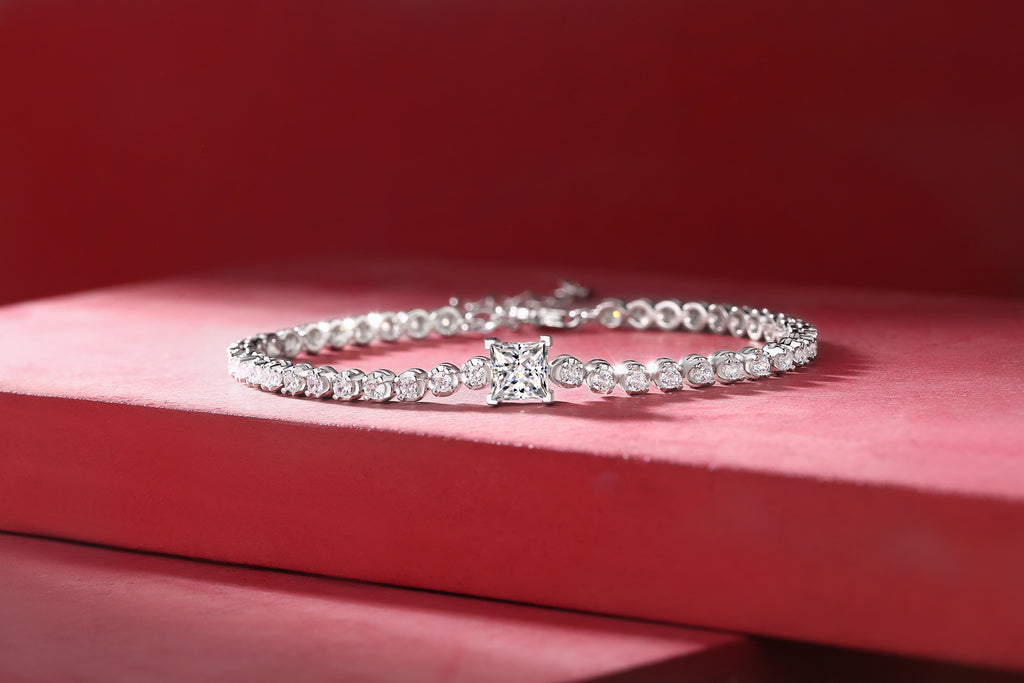 Luxury Moissanite Square Diamond Silver Bracelet