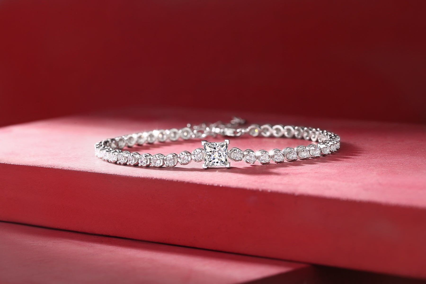 Luxury Moissanite Square Diamond Silver Bracelet
