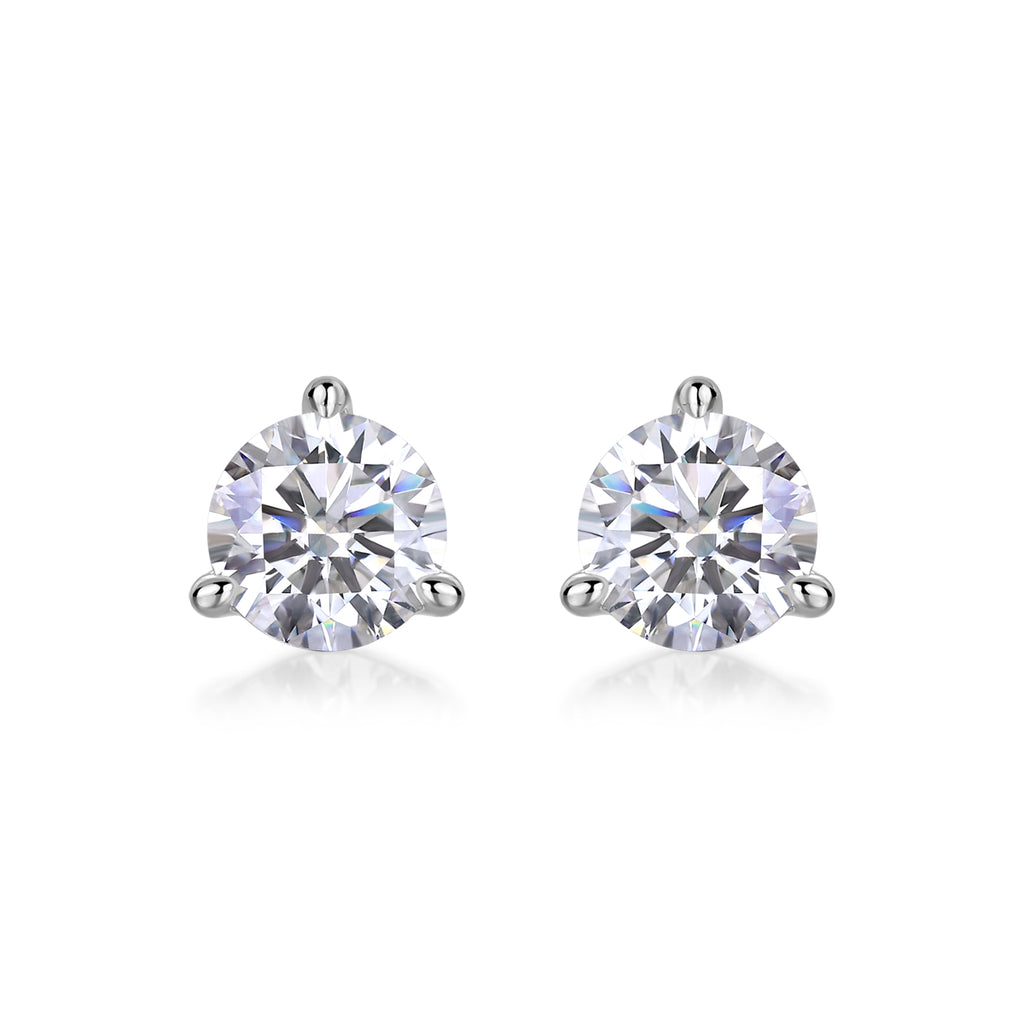 Freeze Frame Moissanite Stud Earrings — 0.5ct, S925 Sterling Silver, Platinum-Plated