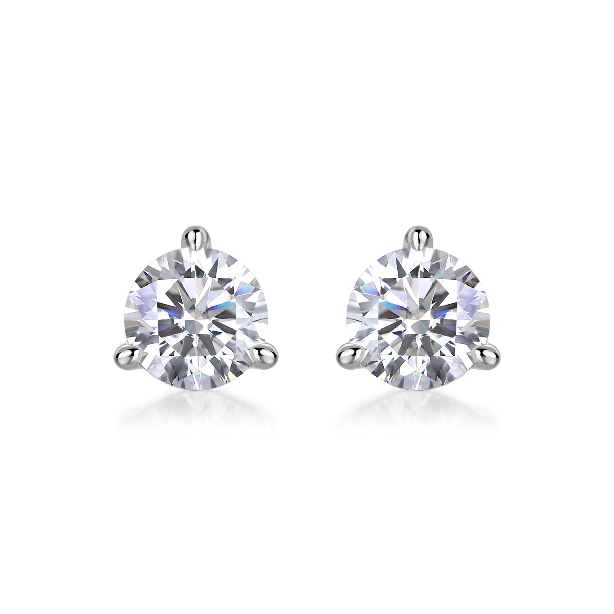 Freeze Frame Moissanite Stud Earrings — 0.5ct, S925 Sterling Silver, Platinum-Plated