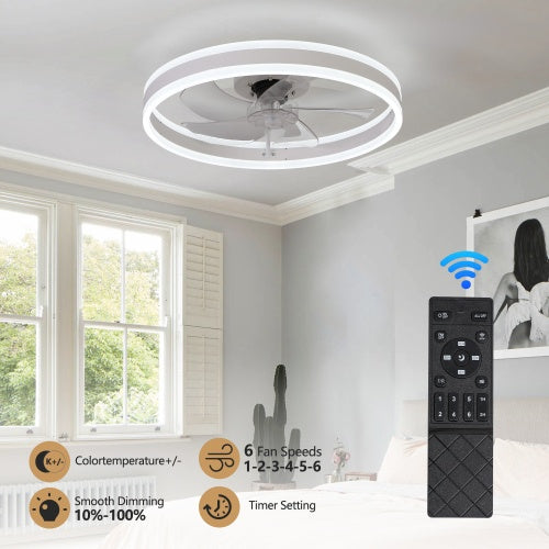 Modern Ceiling Fan with Dimmable LED Light & Remote Control