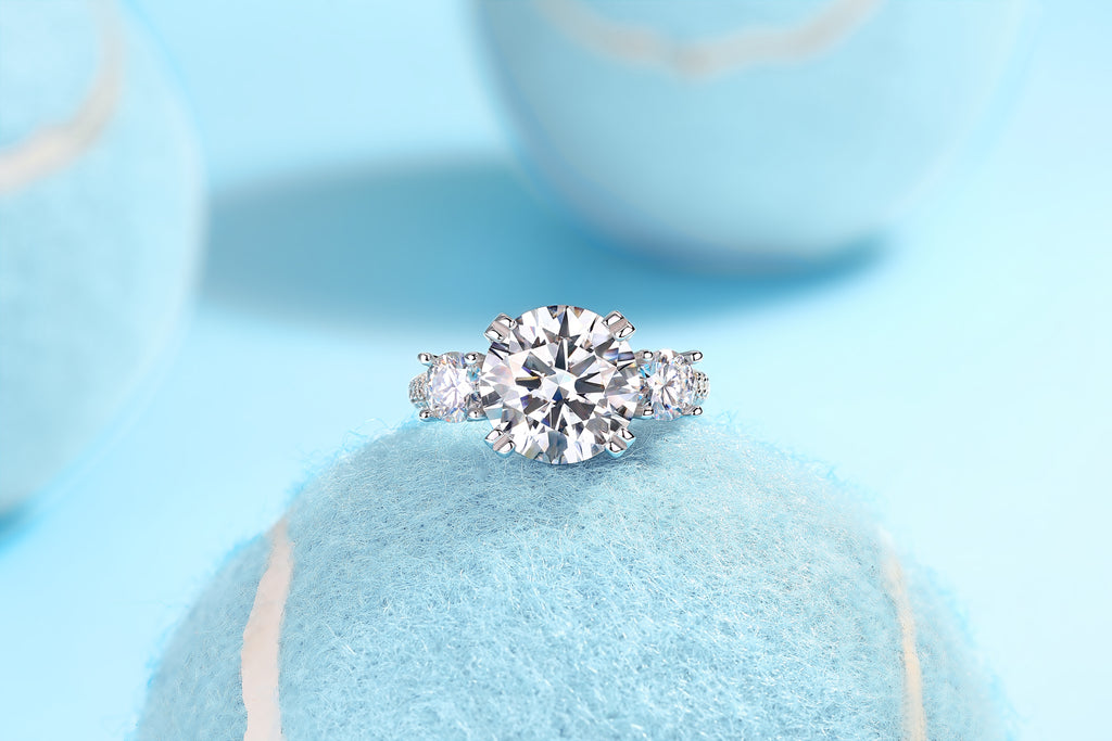 5-Carat Moissanite Bezel Ring – S925 Sterling Silver, Platinum Plated