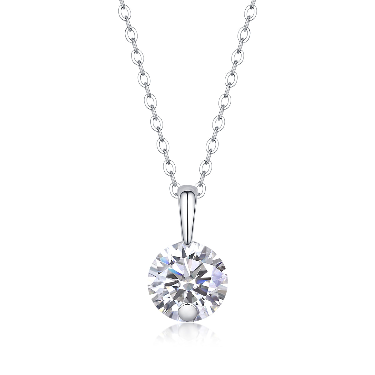 Stellar Moissanite Pendant Necklace – 2-Carat S925 Sterling Silver, Platinum-Plated