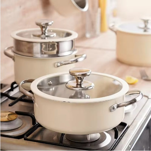 9-Piece Ceramic Coated Cookware Set - Stainless Steel Pots & Pans